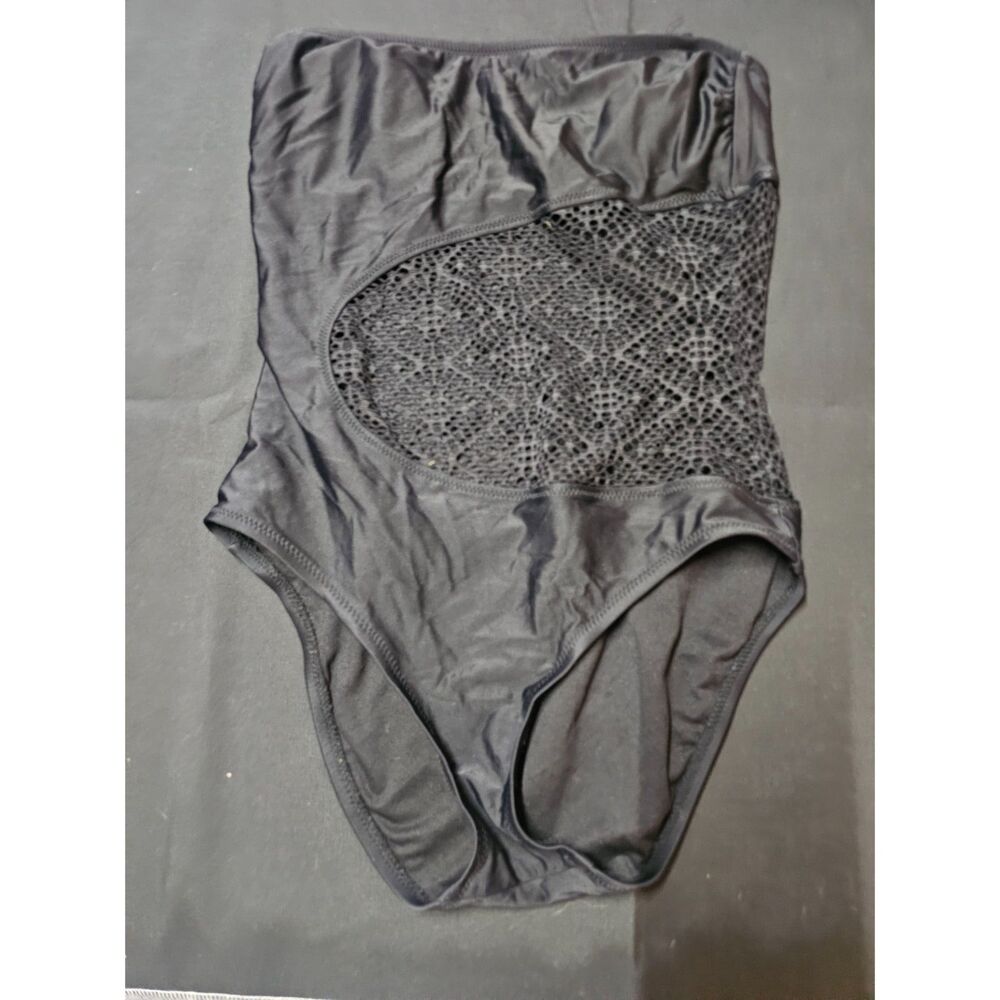Mossimo Black Crochet Panel Bikini Bottoms - Size Small